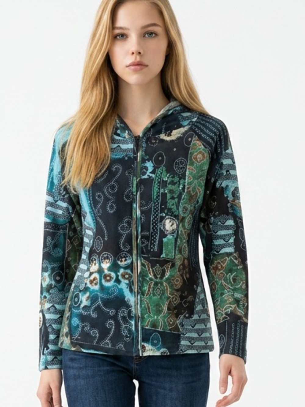 Miss Nikky hooded zippered ‎ jacket size large just a Light weight unlined